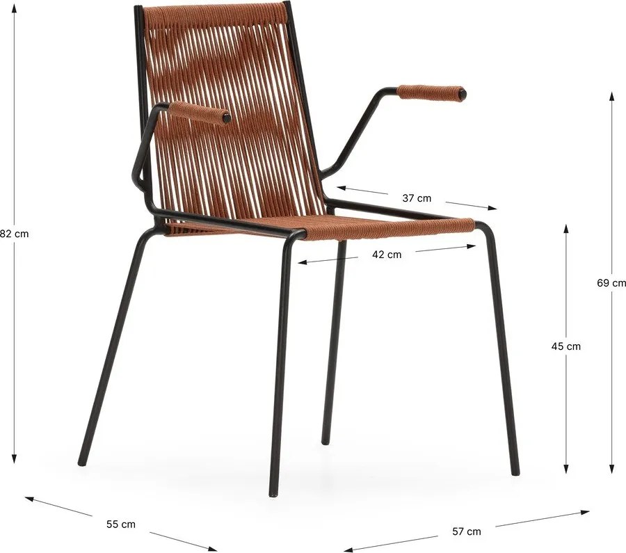 Sedie da pranzo in set color terracotta in metallo con braccioli/impilabili 2 pz Emily – Marckeric