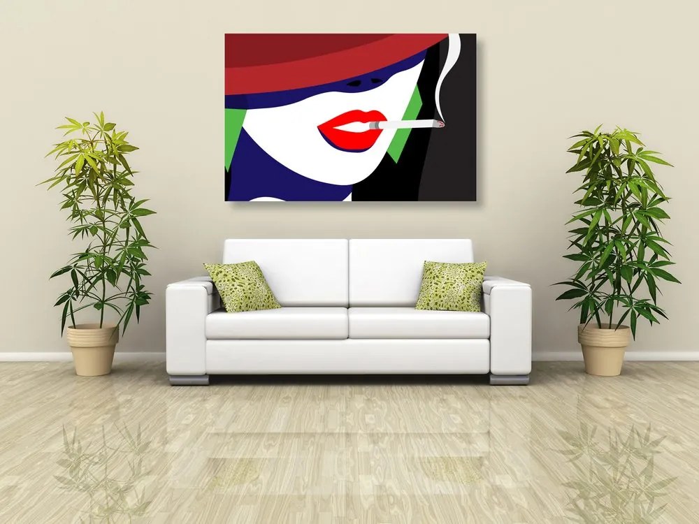 Stampa su tela – Donna con cappello in stile pop art