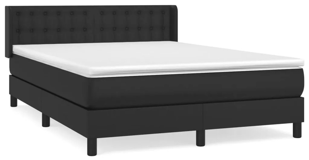 Giroletto a molle con materasso nero 140x190 cm in similpelle