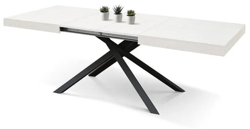 Tavolo FORTE DEI MARMI bianco frassinato allungabile con base antracite 180×90 cm – 260×90 cm