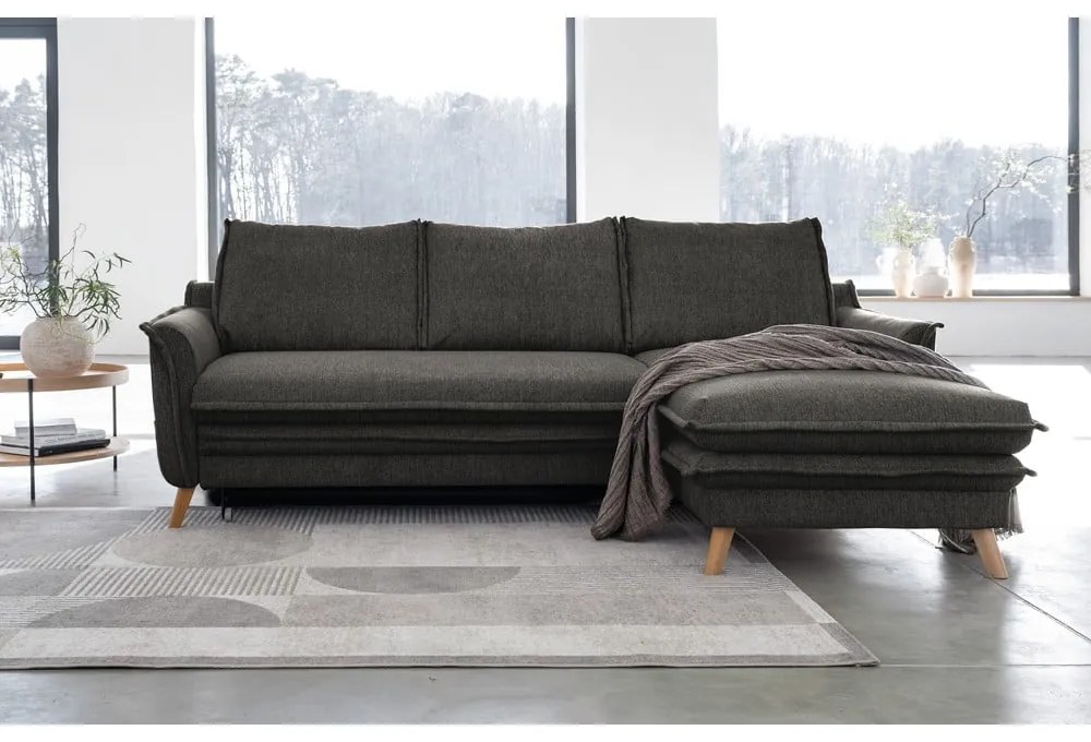 Divano letto angolare grigio scuro (angolo destro) Charming Charlie - Miuform