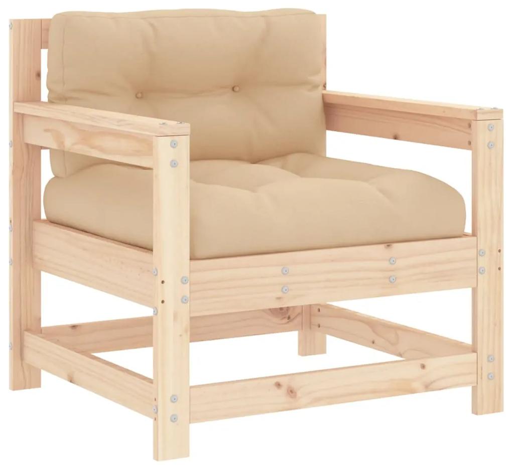Set divani da giardino 7 pz con cuscini in legno massello