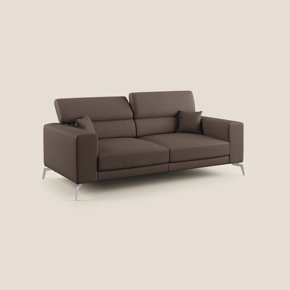 Blade Divano moderno con poggiatesta reclinabili in Ecopelle T04 marrone