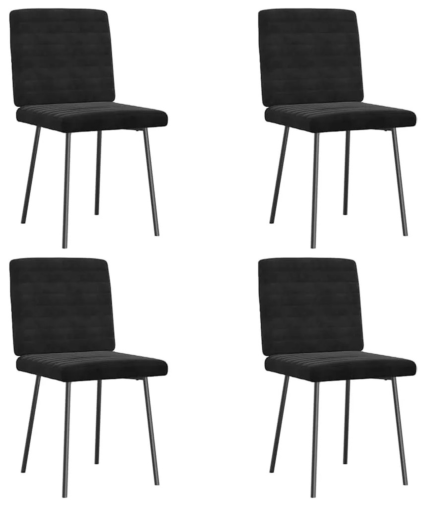 Sedie Da Pranzo 4 Pz Nere İn Velluto /