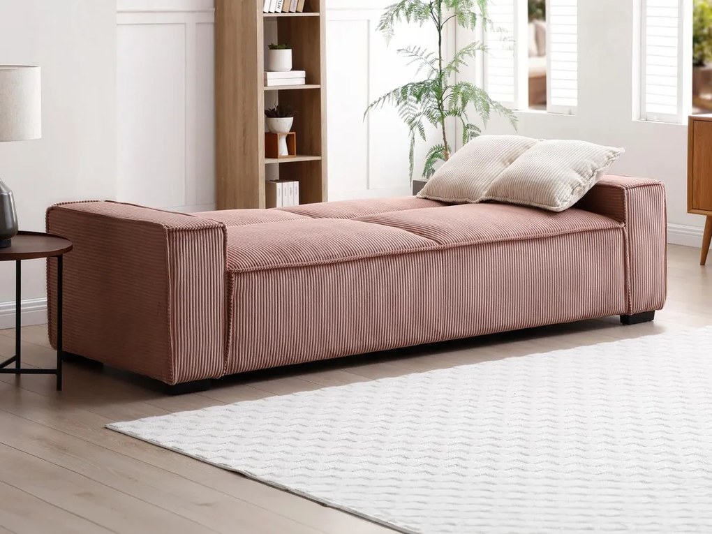Divano letto 3 posti in Velluto a coste Rosa - SEKOTA