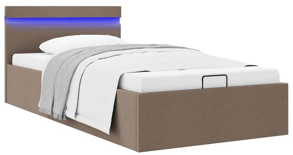 Giroletto Idraulico Contenitore E Led Tortora Tessuto 90x200 Cm /