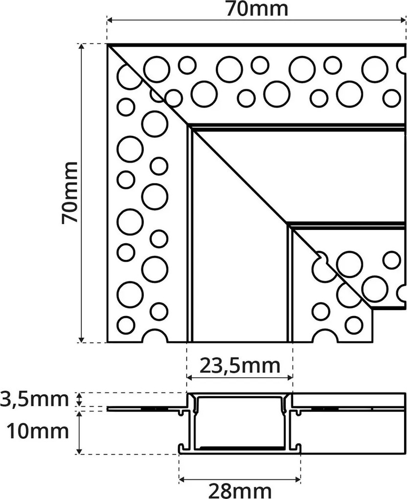 Angolo Giunzione 90° per Profilo da Cartongesso per Doppia Striscia