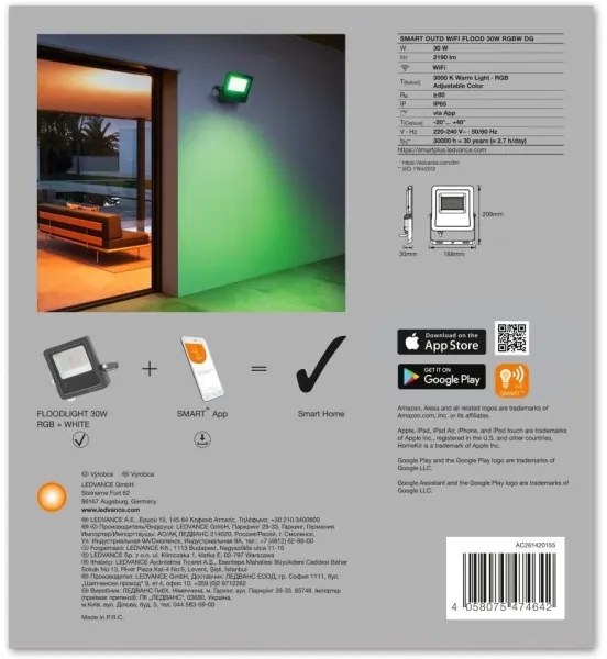 Ledvance - Faretto LED RGB SMART+ FLOOD LED/30W/230V IP65 Wi-Fi