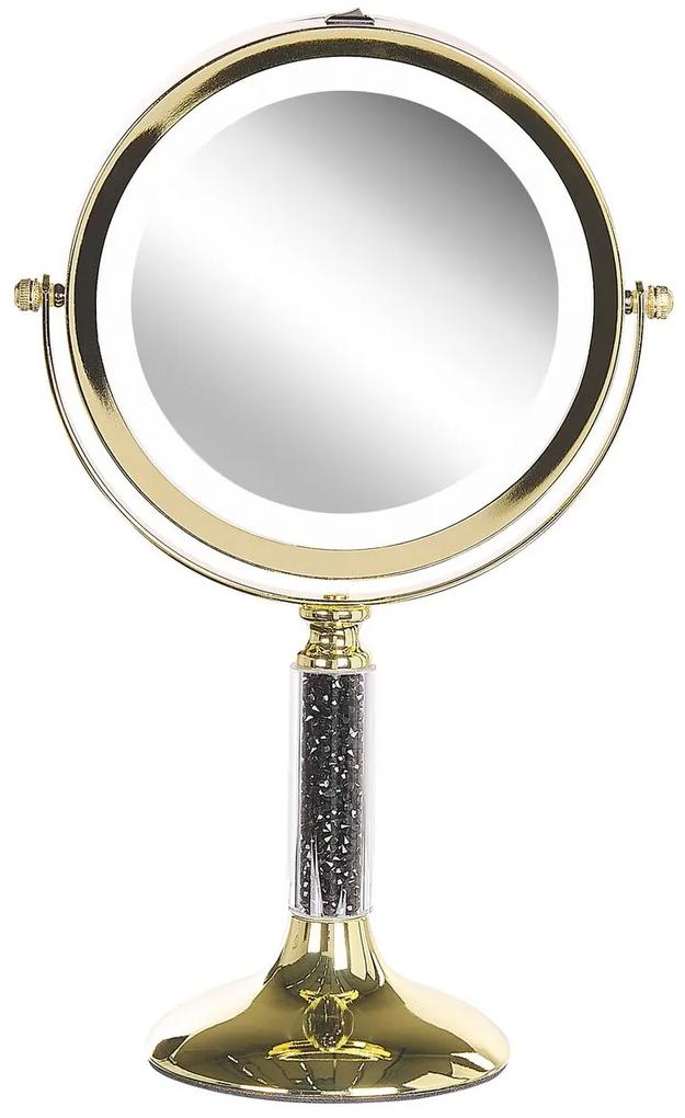 Specchio da tavolo LED oro ø 18 cm BAIXAS Beliani