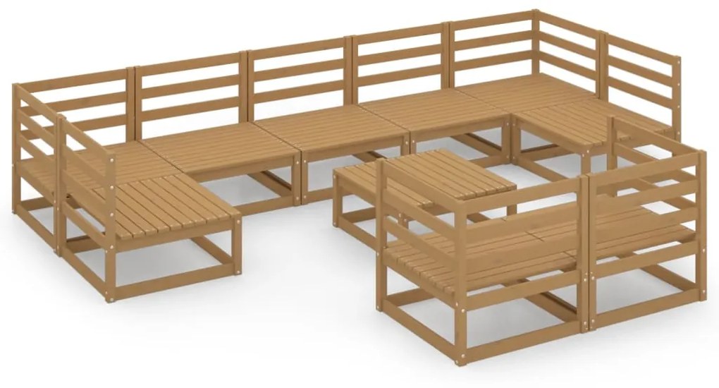 Set Divani da Giardino 10 pz in Legno Massello di Pino