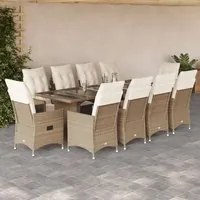 Set Bistr da Giardino 11 pz con Cuscini in Polyrattan Beige 3277247