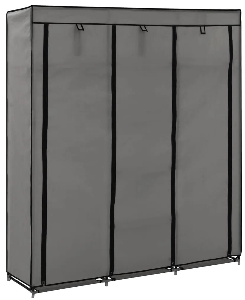 Armadio Con Scomparti E Aste Grigio 150x45x175 Cm İn Tessuto /