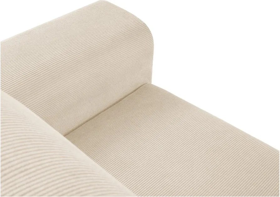 Divano angolare beige allungabile e con contenitore (con penisola a sinistra/con chaise lounge) con rivestimento in velluto a coste Kyoto – Cosmopolitan Design