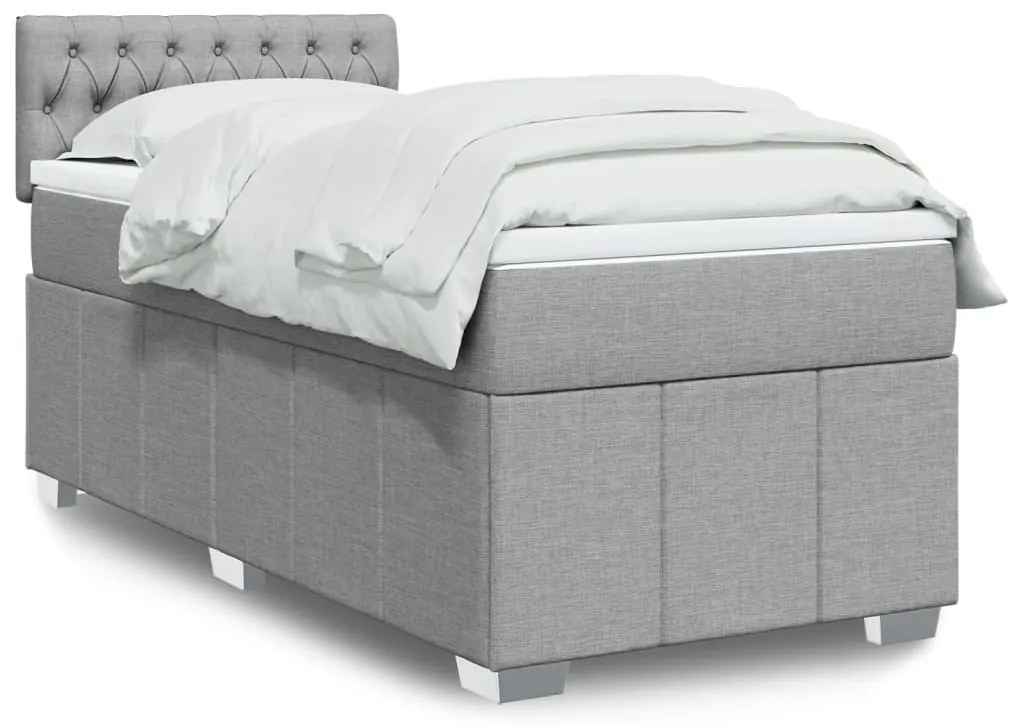 Giroletto A Molle Con Materasso Grigio Chiaro 80x200 Cm Tessuto /