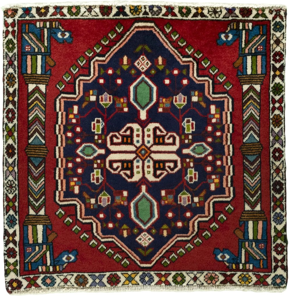 Shiraz Tappeto 70 x 70 Rosso (Iran) Annodato A Mano