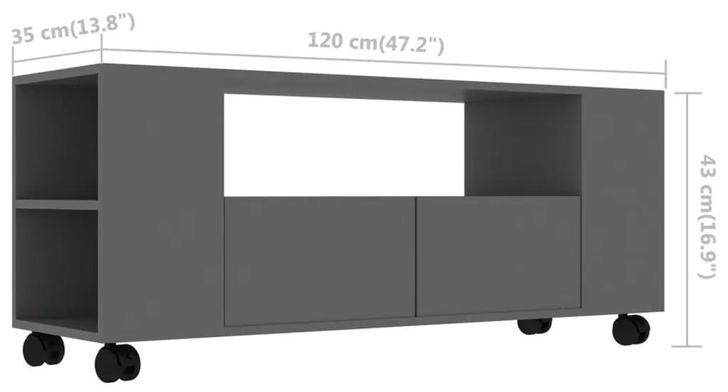 Mobile Porta TV Grigio 120x35x48 cm in Legno Multistrato
