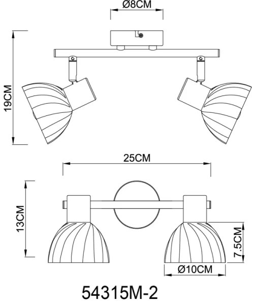 Globo 54315M-2 - Faretto ZACHERY 2xE14/40W/230V oro
