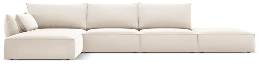 Divano angolare beige (con penisola a sinistra/con chaise lounge) con rivestimento in velluto Vanda – Mazzini Sofas
