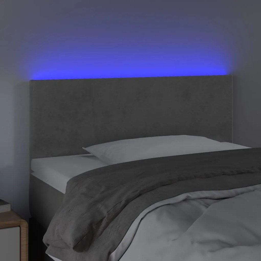Testiera a led grigio chiaro 100x5x78/88 cm in velluto