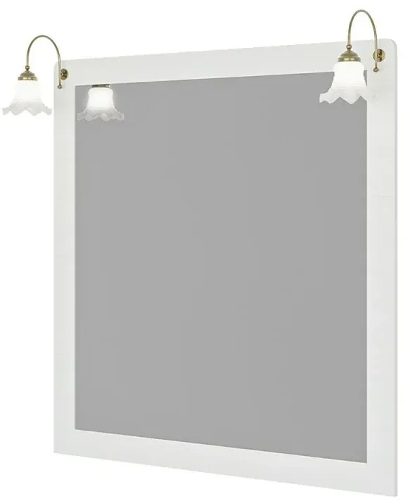 Mobile bagno a terra 115 cm bianco decape con cassetti specchio e lampade Romantica