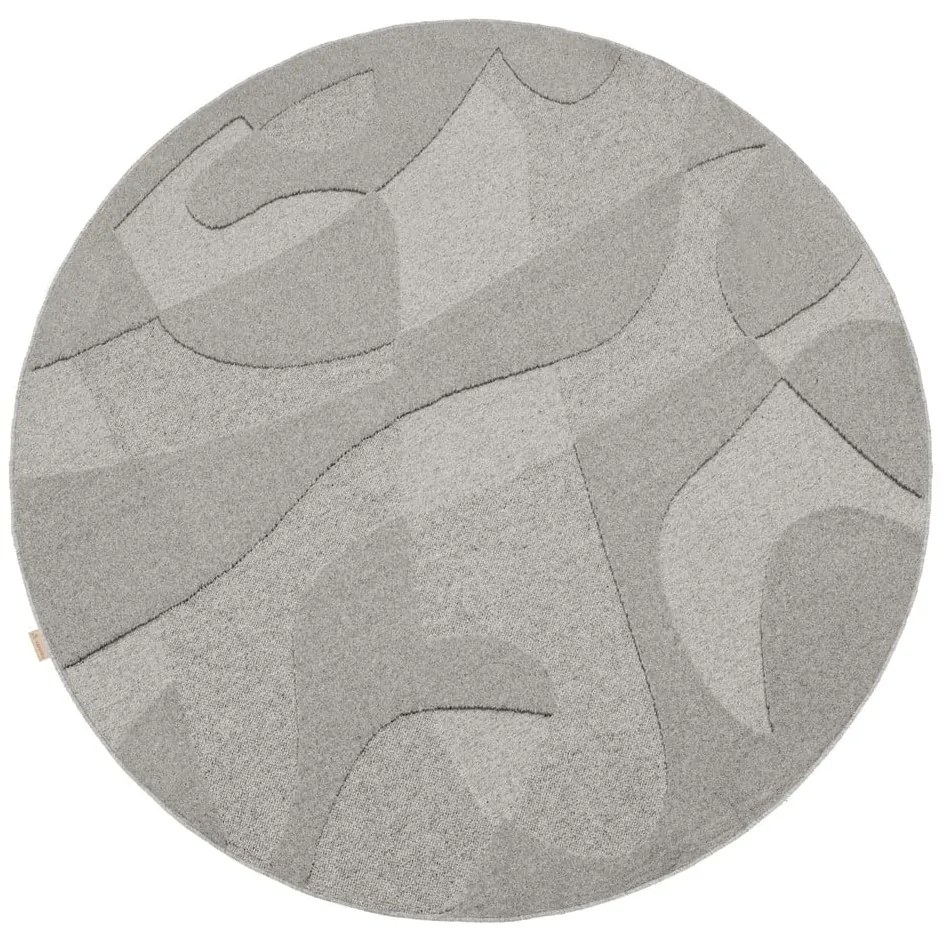 Tappeto rotondo in lana grigia ø 133 cm Morphic Botanica - Agnella
