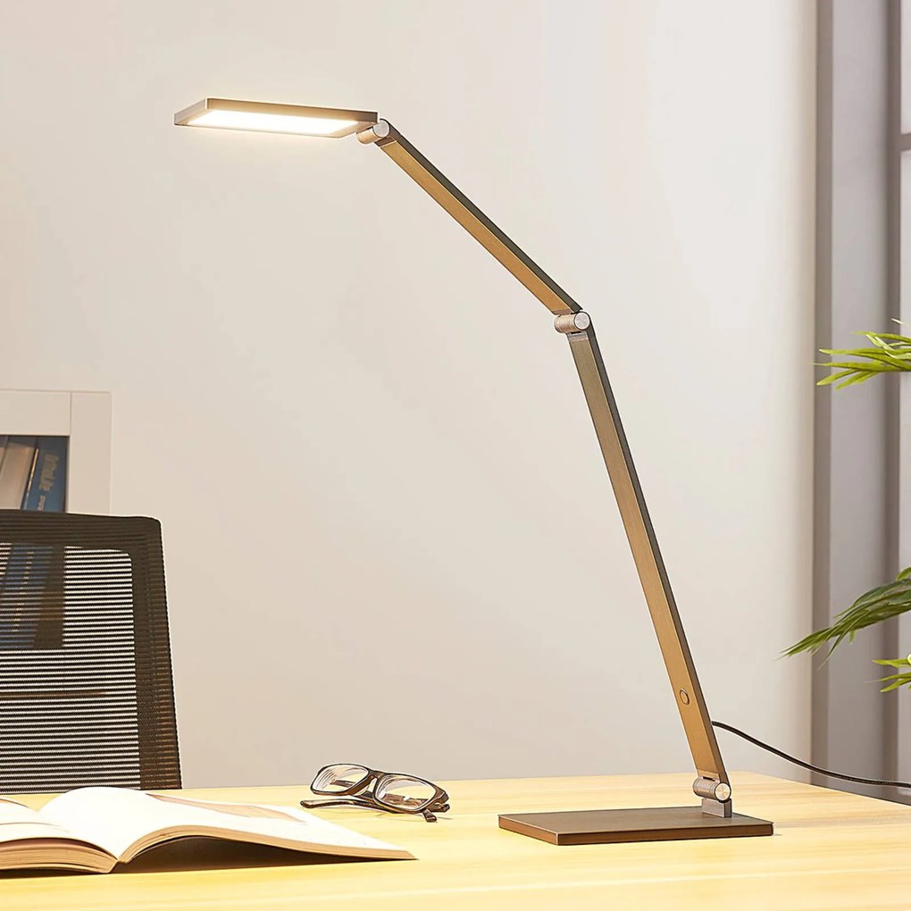 Lucande Lampada da scrivania a LED Mion, 41 cm, angolare, dimmerabile