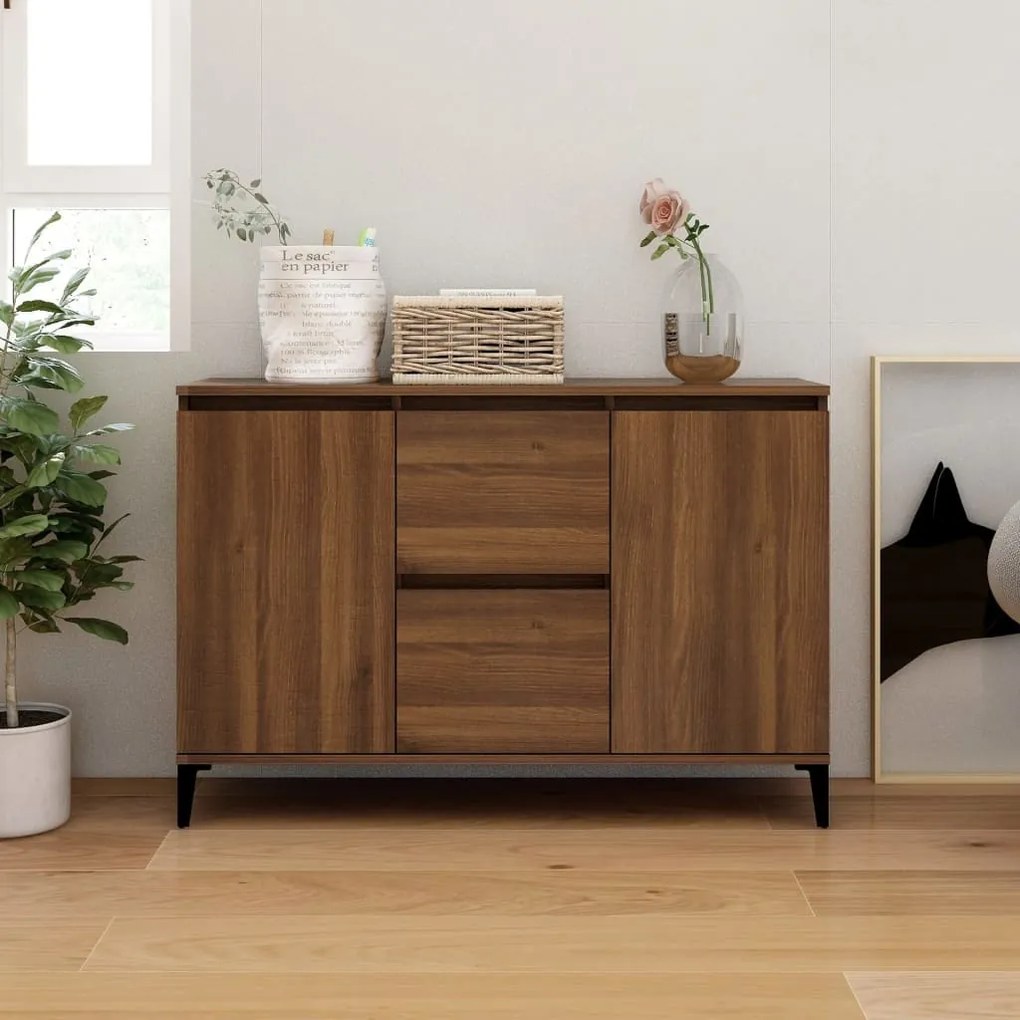 Credenza rovere marrone 104x35x70 cm in legno ingegnerizzato