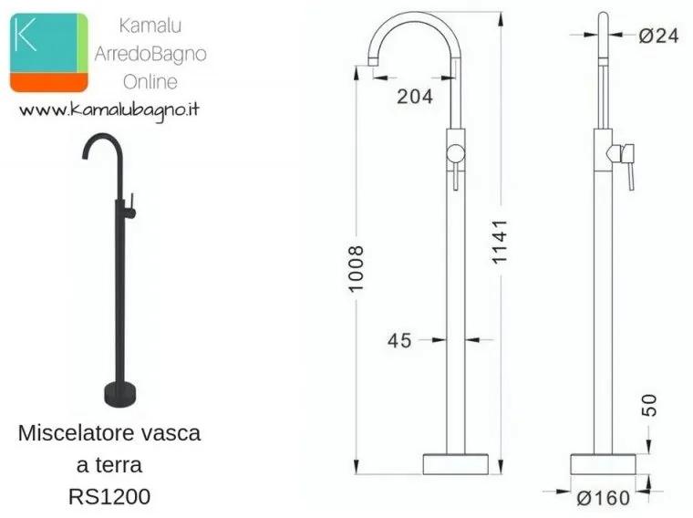 Kamalu - miscelatore colore nero da pavimento per vasca | kam-arte nero