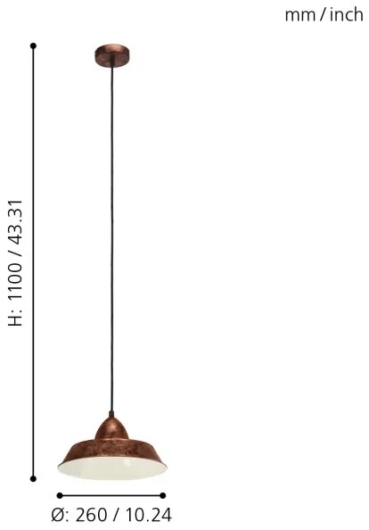 Eglo 49243 - Lampadario AUCKLAND 1xE27/60W/230V