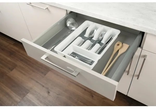 WENKO 54788100 - Organizer per posate 26,5x36,5 cm bianco/grigio