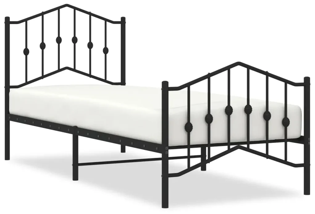 Giroletto con testiera e pediera metallo nero 80x200 cm