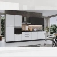 Cucina Iris 360 cm bianco opaco grigio antracite con elettrodomestici reversibile