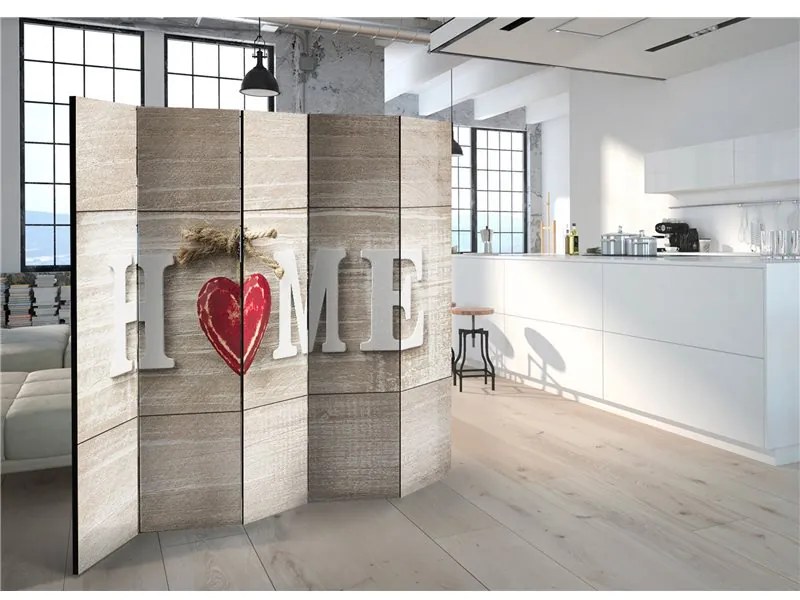 Paravento Room divider Home and red heart