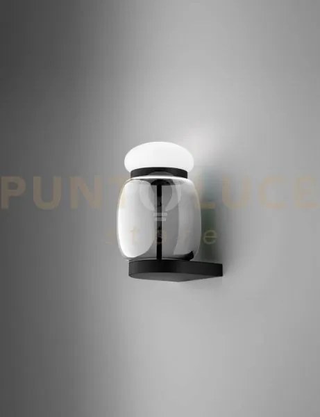 Faro applique a parete s cristallo bianco montatura nero opaco 2 l3...