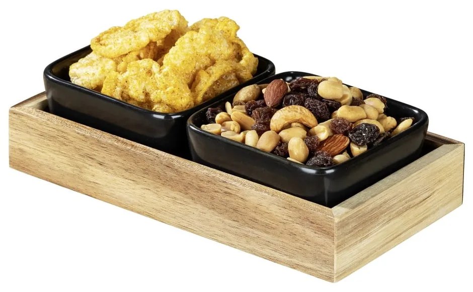 Set di 2 ciotole da portata in ceramica nera con vassoio Elo - Wenko