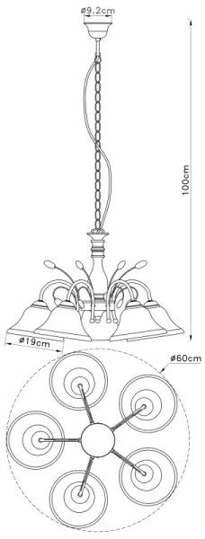 Globo 69007-5H - Lampadario POSETS 5xE27/60W/230V