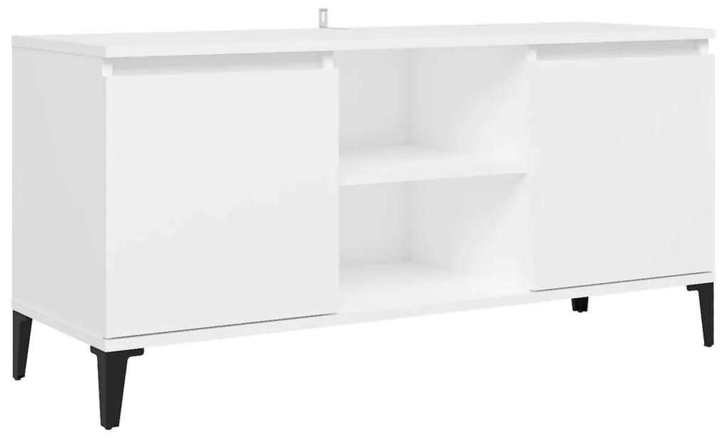 Mobile TV con Gambe in Metallo Bianco 103,5x30x50 cm