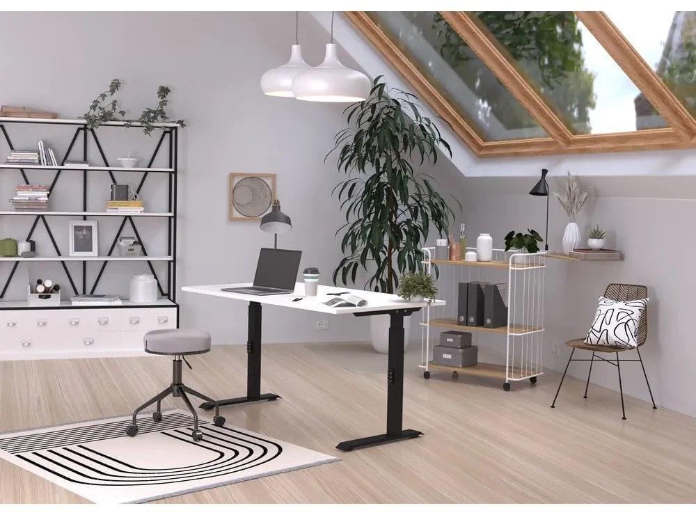 Tavolo da lavoro regolabile in altezza con piano bianco 80x140 cm Downey - Germania