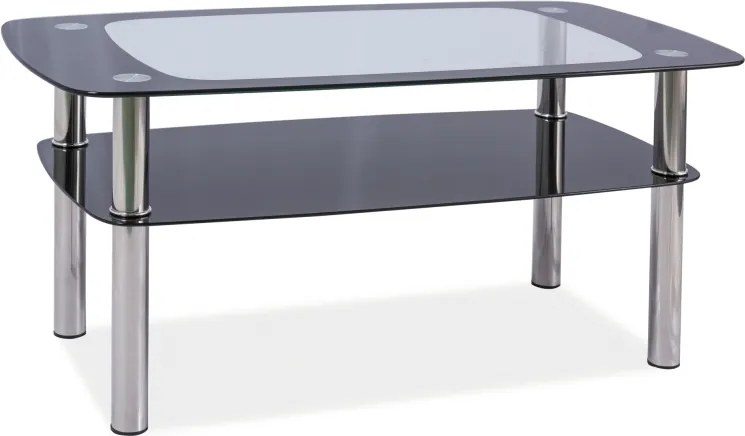Tavolino Rava C in vetro temperato e metallo cromato – 100x60x55 cm