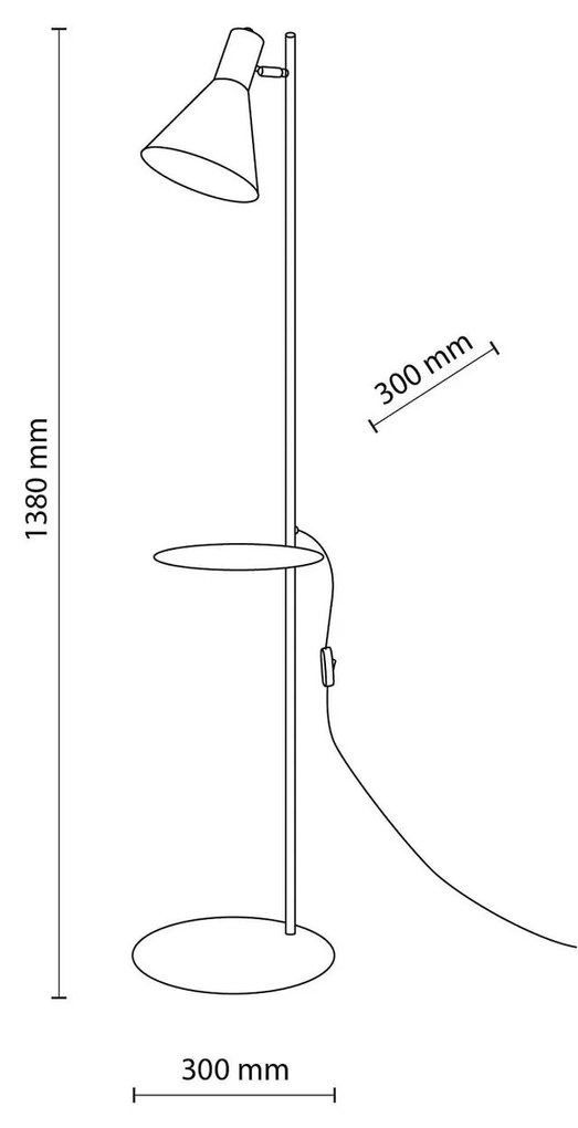 TK Lighting Piantana Jump, nera, regolabile, scaffale