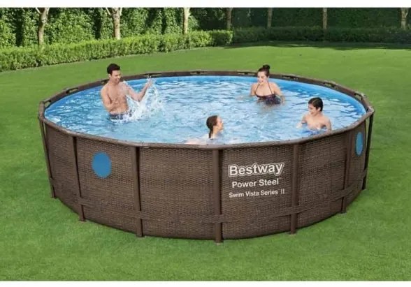 Piscina rattan con oblò rotonda ø 488x122 cm con pompa a cartucce Bestway 56725