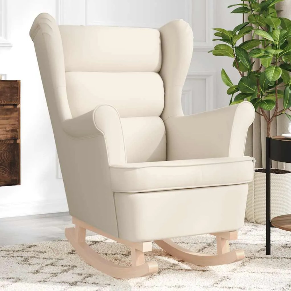 Sedia A Dondolo Bianca 74x90x102 Cm İn Lino /