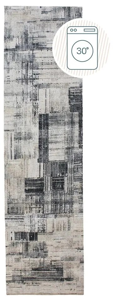 Passatoia grigia lavabile 60x230 cm Silas Abstract – Flair Rugs