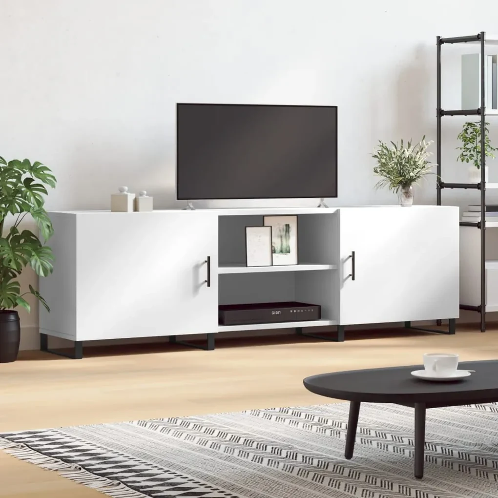 Mobile porta tv bianco 150x30x50 cm in legno multistrato
