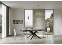 Tavolo da Pranzo Volantis Evolution 90x160 Allungato 90x420 in Nobilitato e Ferro Colore: Cemento