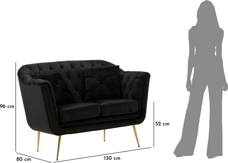 Divano nero con rivestimento in velluto 130 cm Budapest – Mauro Ferretti