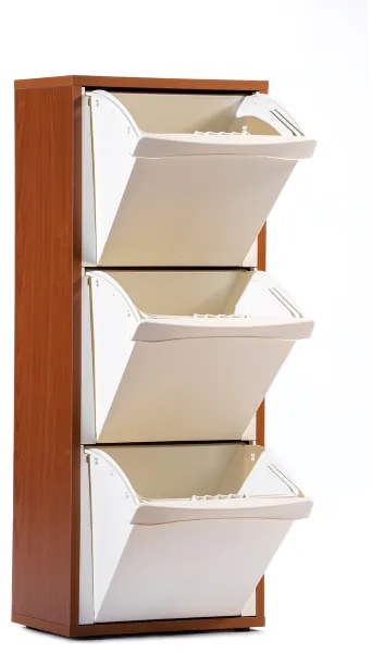 Mobile in legno per raccolta differenziata a 3 vani H101 cm CILIEGIO