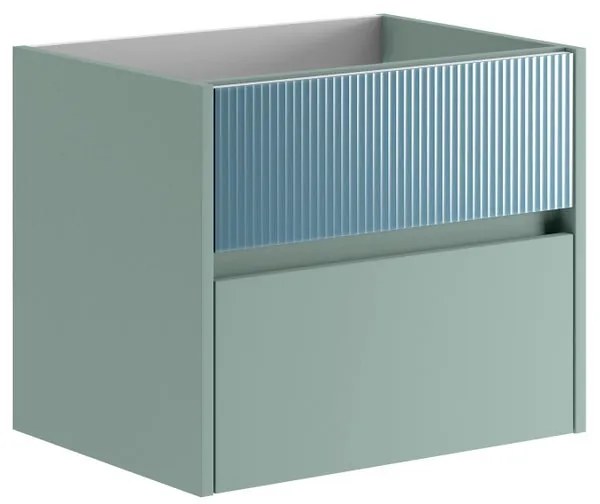 Mobile da bagno sospeso sotto lavabo L 59.5 x H 50 x P 45.5 cm verde laccato opaco, 2 cassetti Niwa