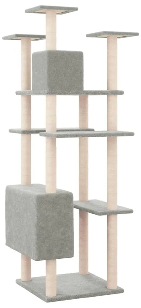 Albero per gatti con tiragraffi in sisal grigio chiaro 162 cm