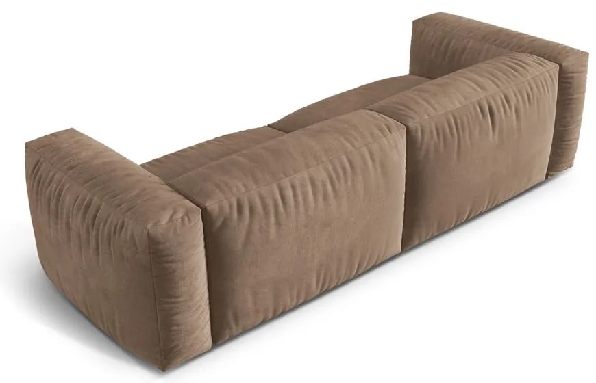 Divano componibile marrone chiaro con rivestimento in velluto 240 cm Martina – Micadoni